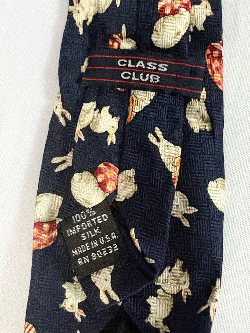 Vintage 100% Silk Easter Clip-On Tie